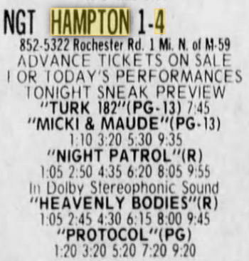 Hampton 4 Theatres - 1985 Ad As Ngt (newer photo)